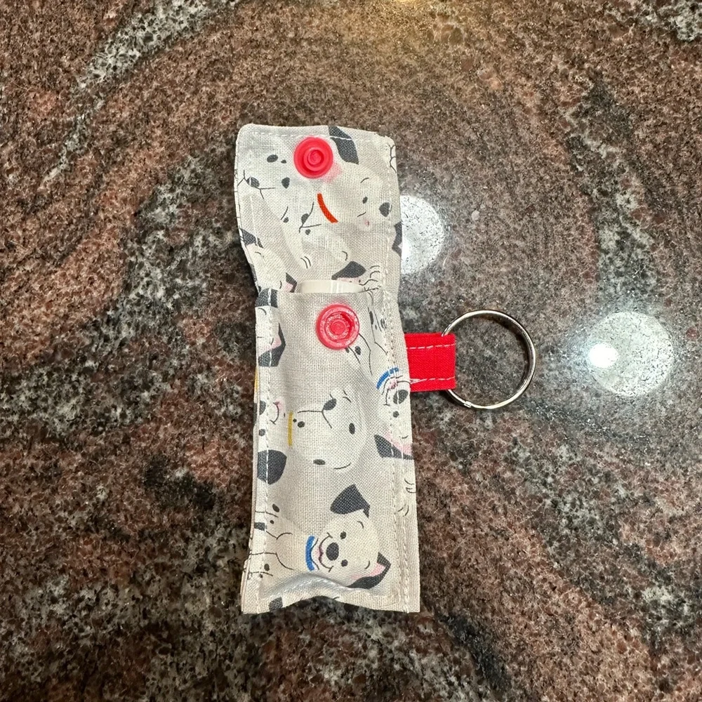Handmade lip balm holder keychain- 101 Dalmatians